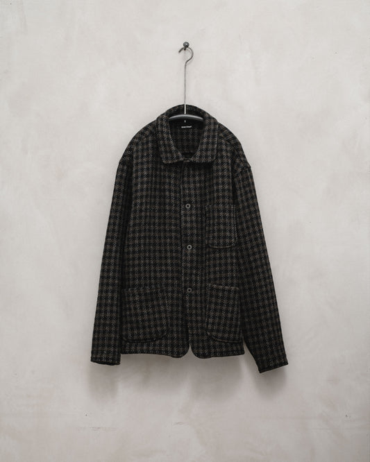 Three Pocket Jacket - Heavy Brushed Wool Check, Olive/Black