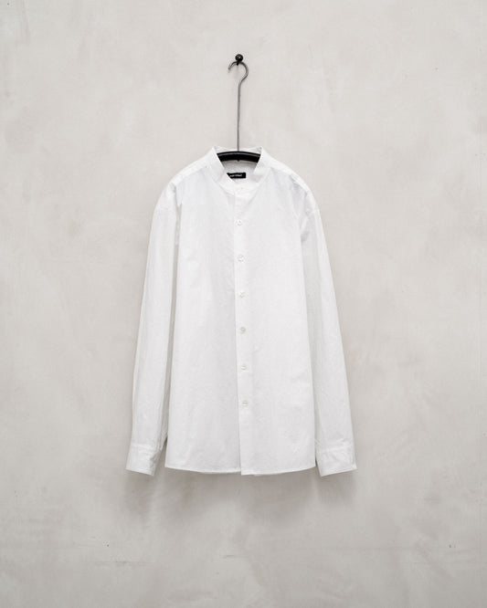 Band Collar Shirt - Organic Cotton Typewriter Cloth, White