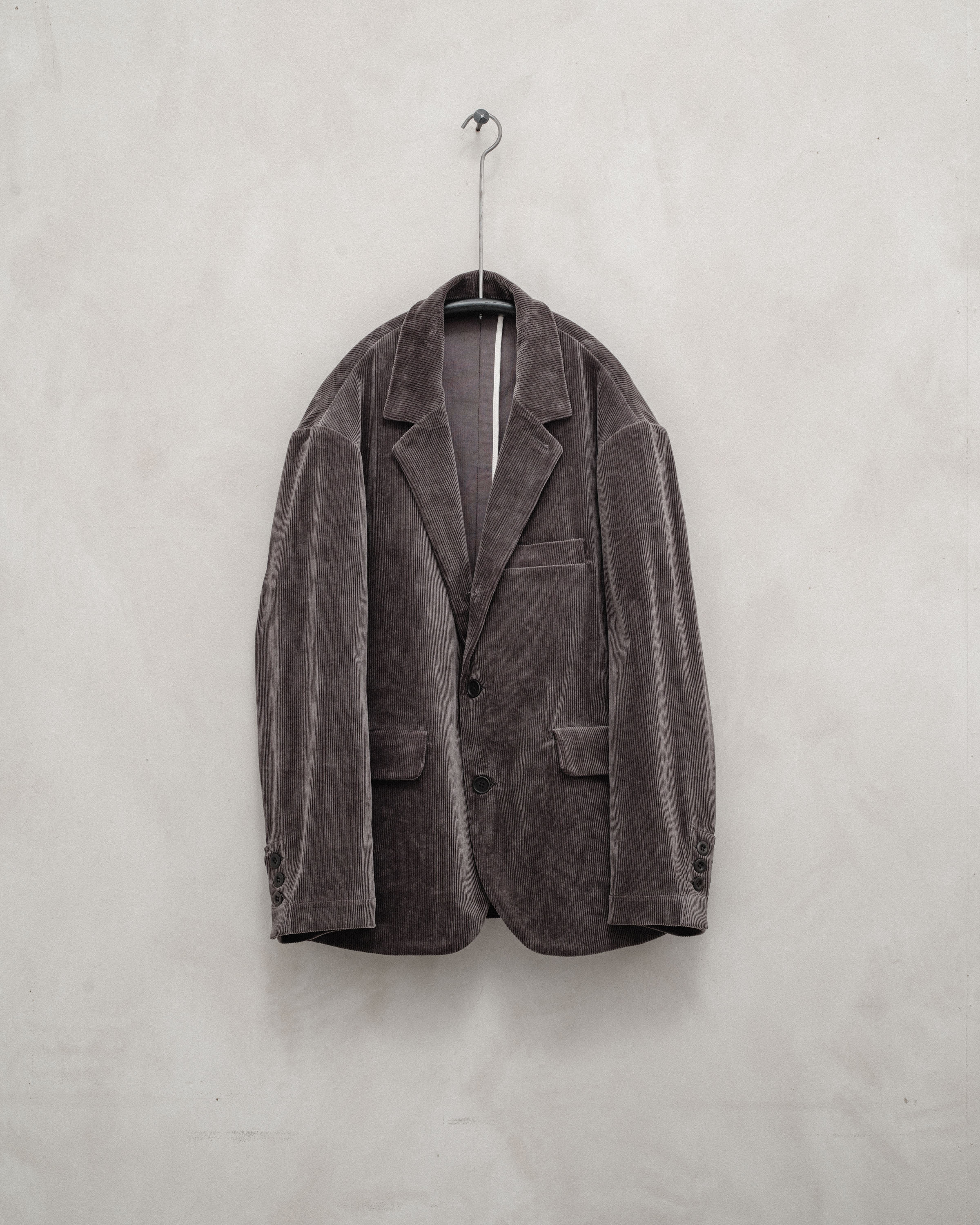Three Button Jacket - Cotton Corduroy, Dark Taupe – evan kinori
