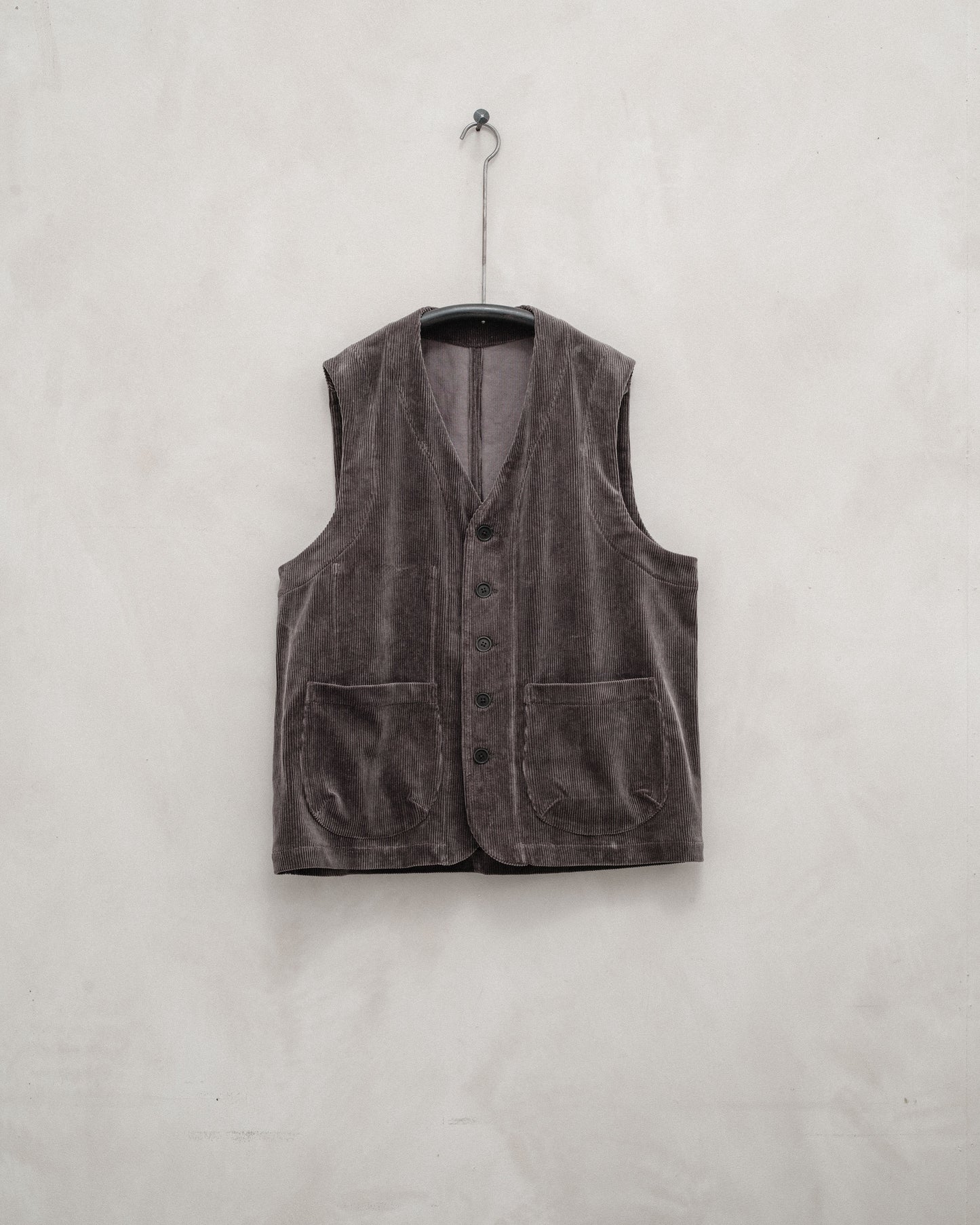 Patch Pocket Vest - Cotton Corduroy, Dark Taupe