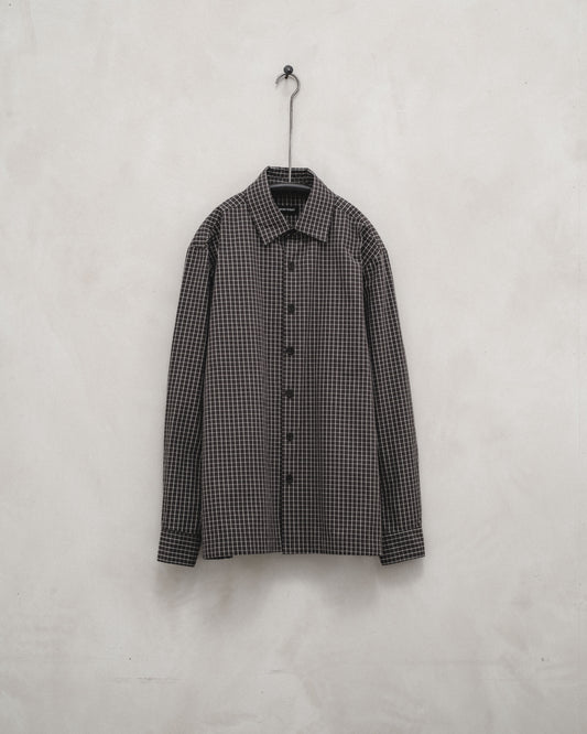 Flat Hem Shirt - Cotton Grid Cloth, Charcoal