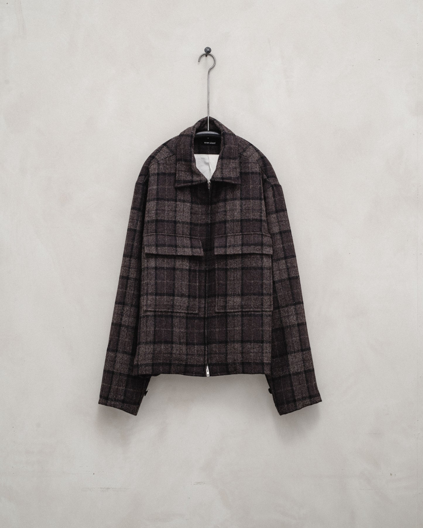 Zip Jacket - Fox Tweed Check, Brown/Grey/Black