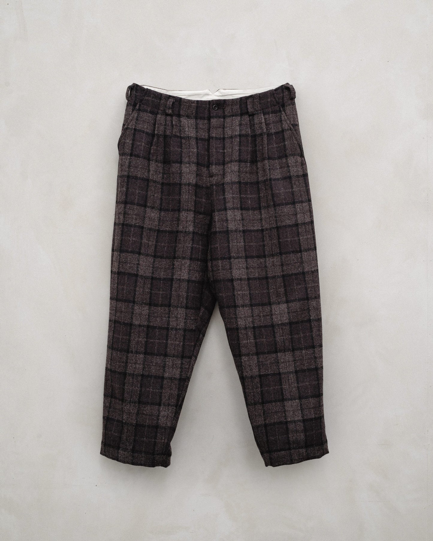 Two Pleat Pant - Fox Tweed Check, Brown/Grey/Black