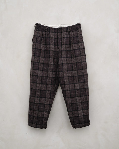 Two Pleat Pant - Fox Tweed Check, Brown/Grey/Black