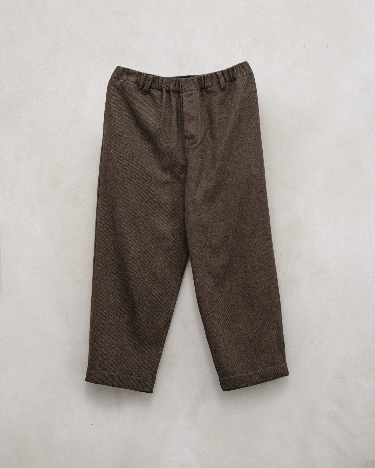Elastic Pant - Yarn Dyed Wool/Cotton Twill, Olive Melange