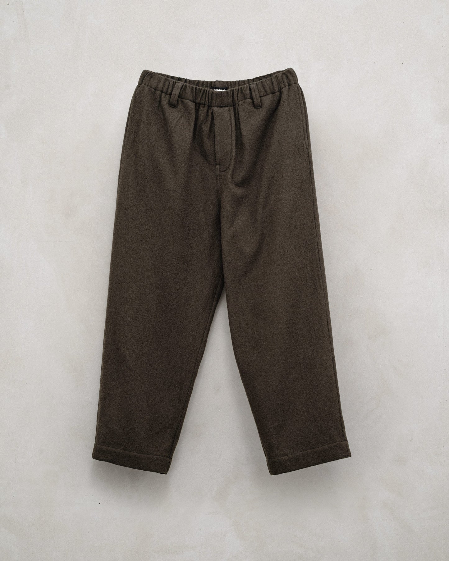 Elastic Pant - Brushed Wool Twill, Dark Olive