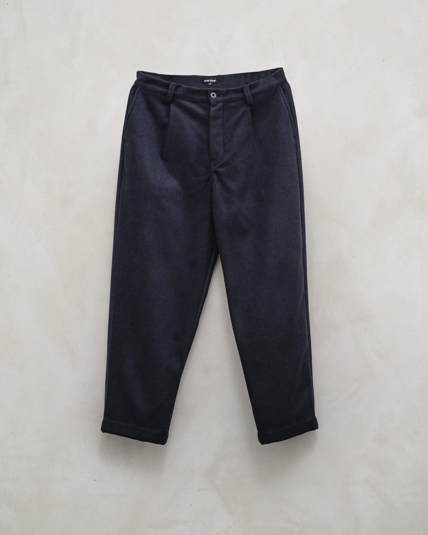 Single Pleat Pant - Brushed Wool/Cashmere Flannel, Navy