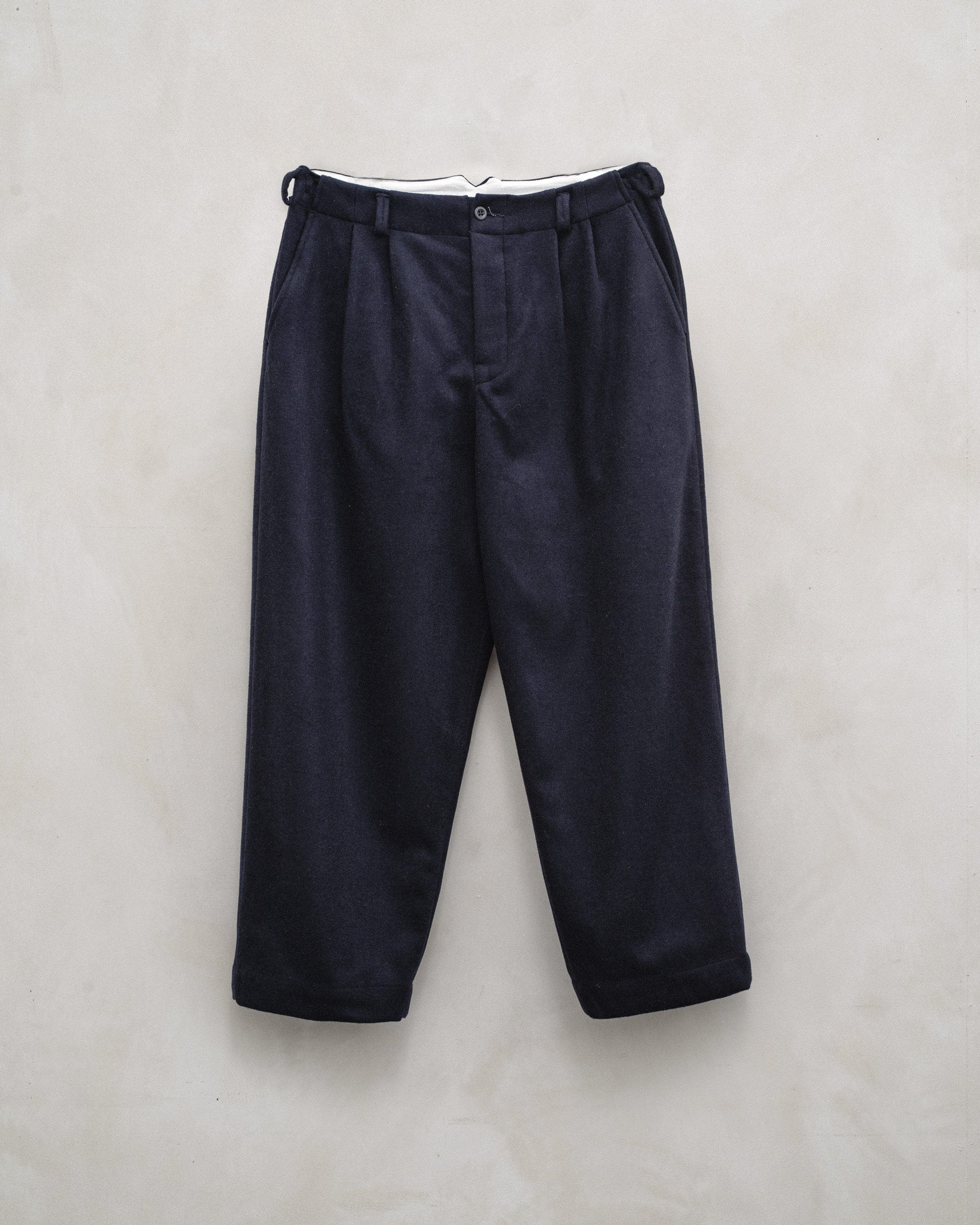 Elastic Pant - Brushed Wool/Cashmere Flannel, Navy – evan kinori