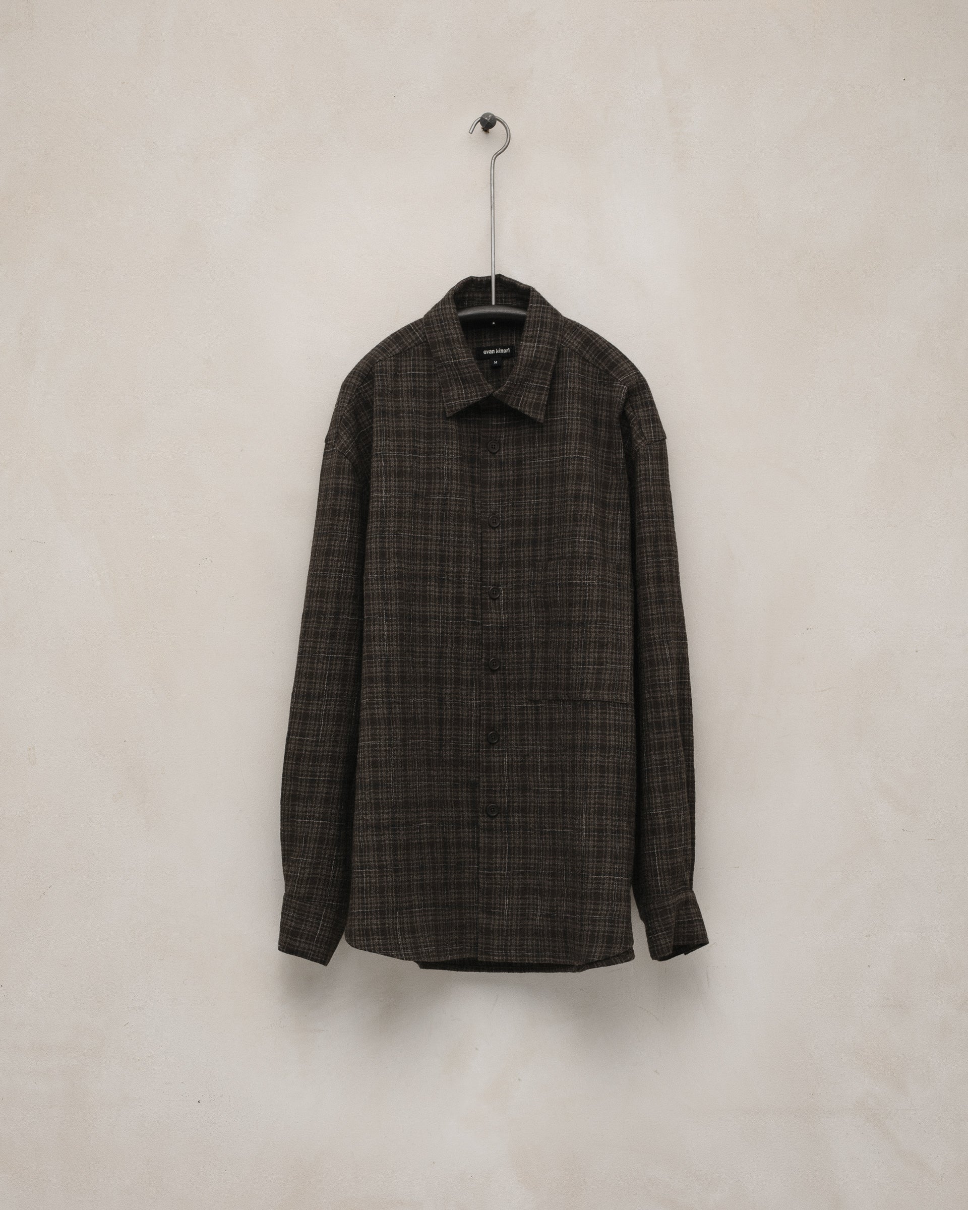 Big Shirt Two - Kasuri Wool Check, Brown/Beige/Navy – evan kinori