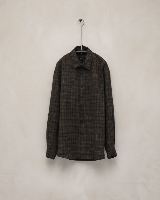 Big Shirt Two - Kasuri Wool Check, Brown/Beige/Navy