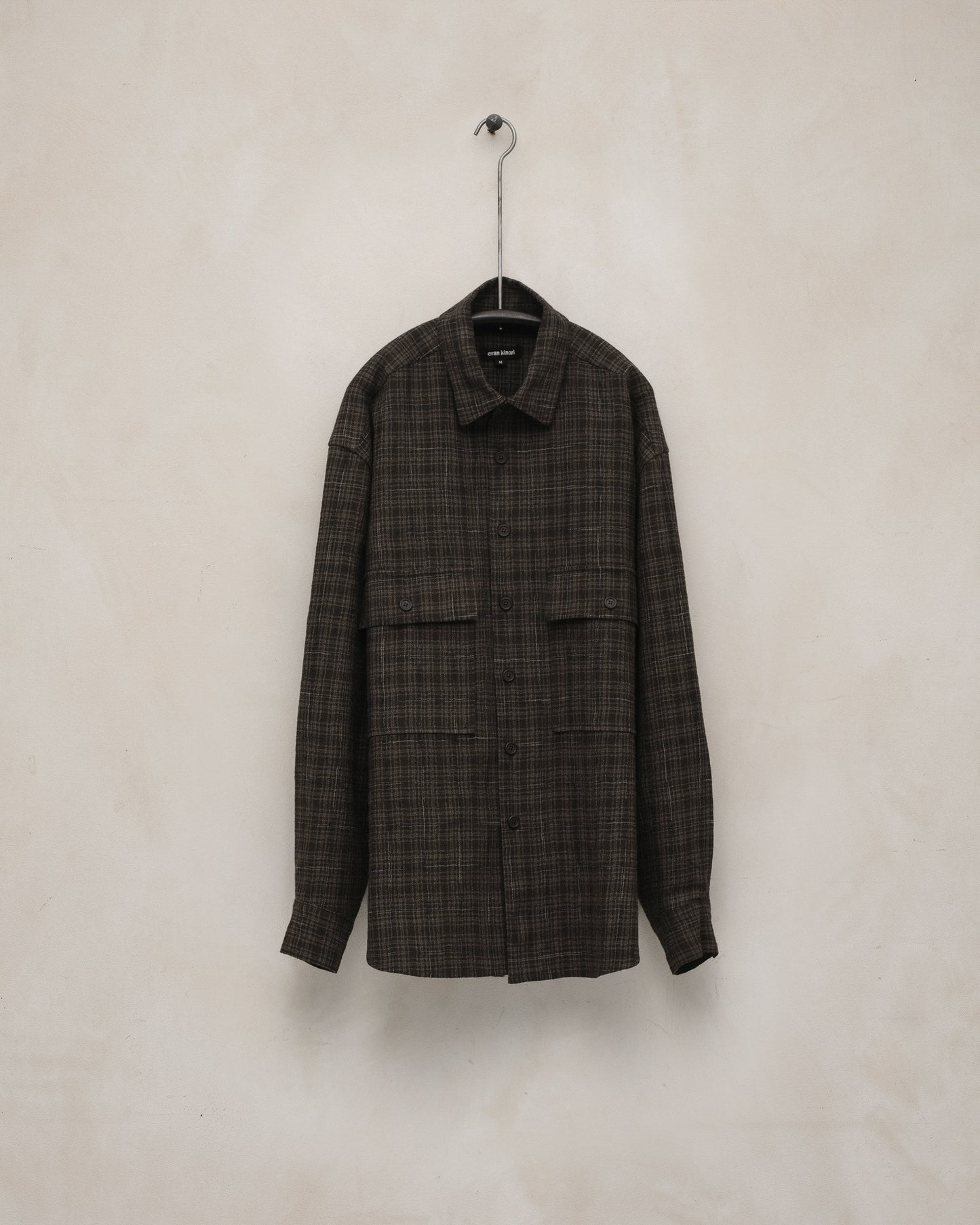 Big Shirt - Kasuri Wool Check, Brown/Beige/Navy