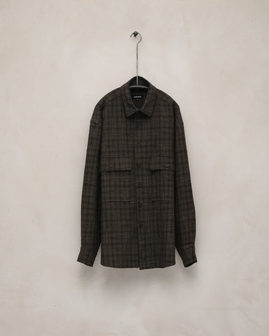 Big Shirt - Kasuri Wool Check, Brown/Beige/Navy