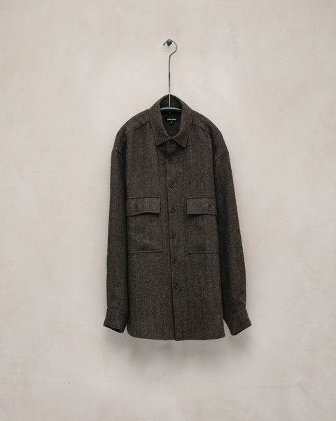 Big Shirt - Undyed Wool Herringbone, Dark Brown – evan kinori