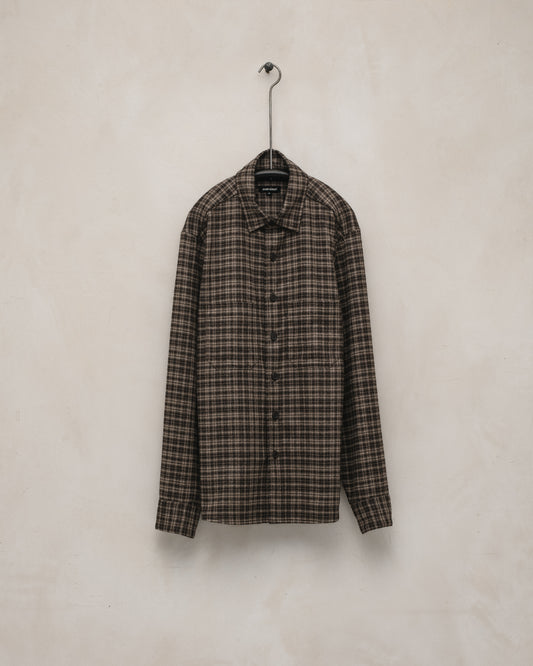 Two Pocket Shirt - Irish Wool Flannel, Brown/Beige