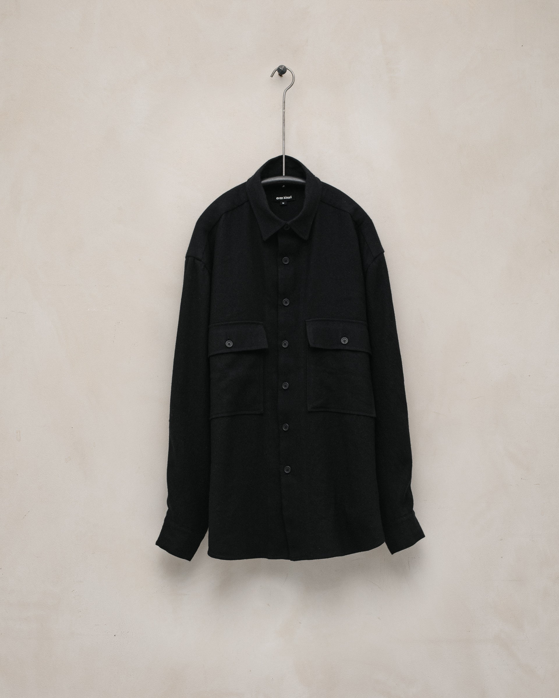 evan kinori ジャケット black S Evan Kinori Black Linen Pleated Jacket