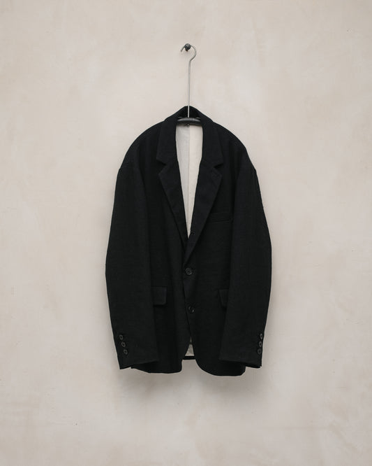 Three Button Jacket - Cashmere/Linen Twill, Black