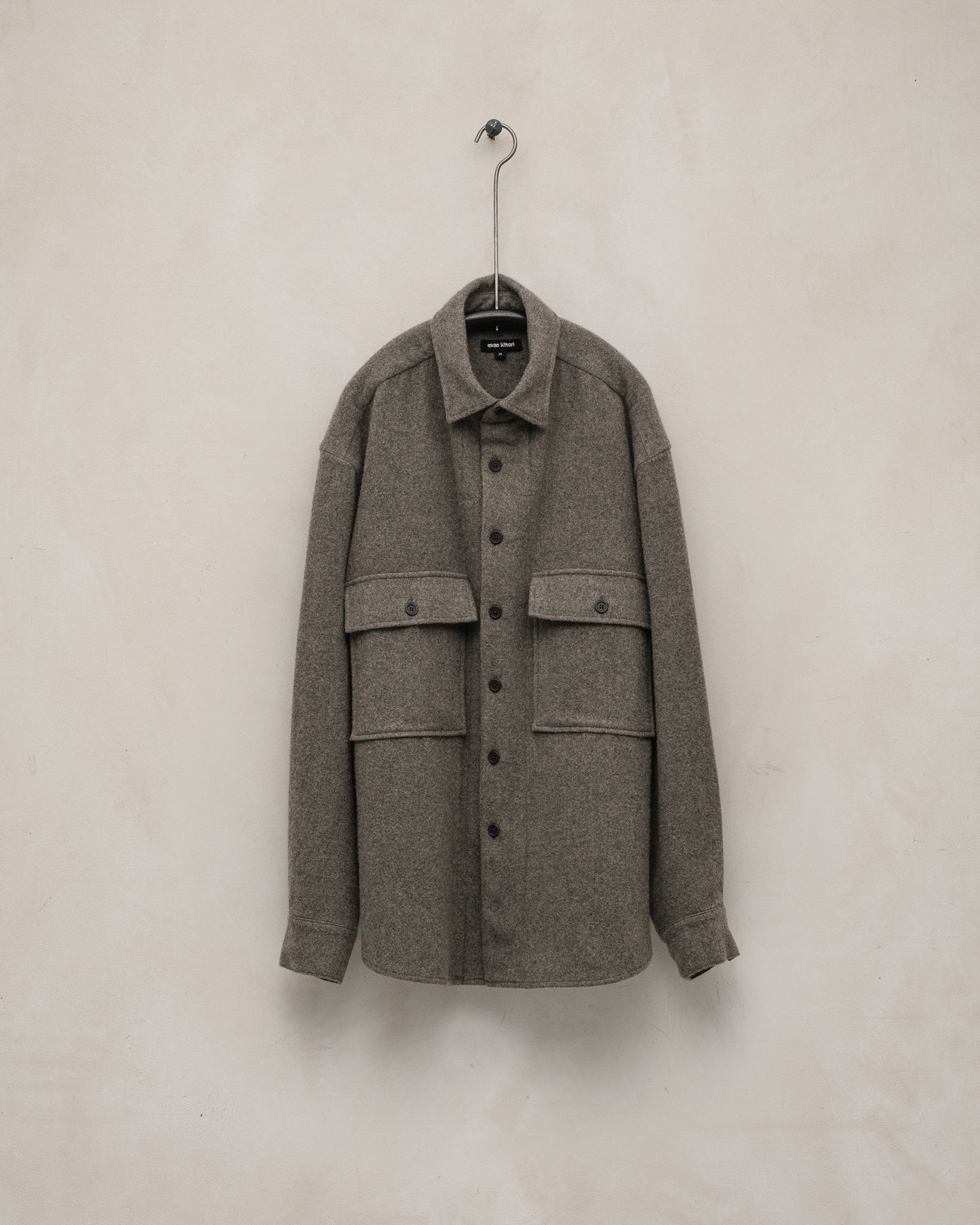 Big Shirt - Brushed Cashmere/Wool Flannel, Mid-Grey