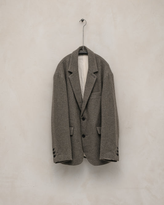 Three Button Jacket - Brushed Cashmere/Wool Flannel, Mid-Grey