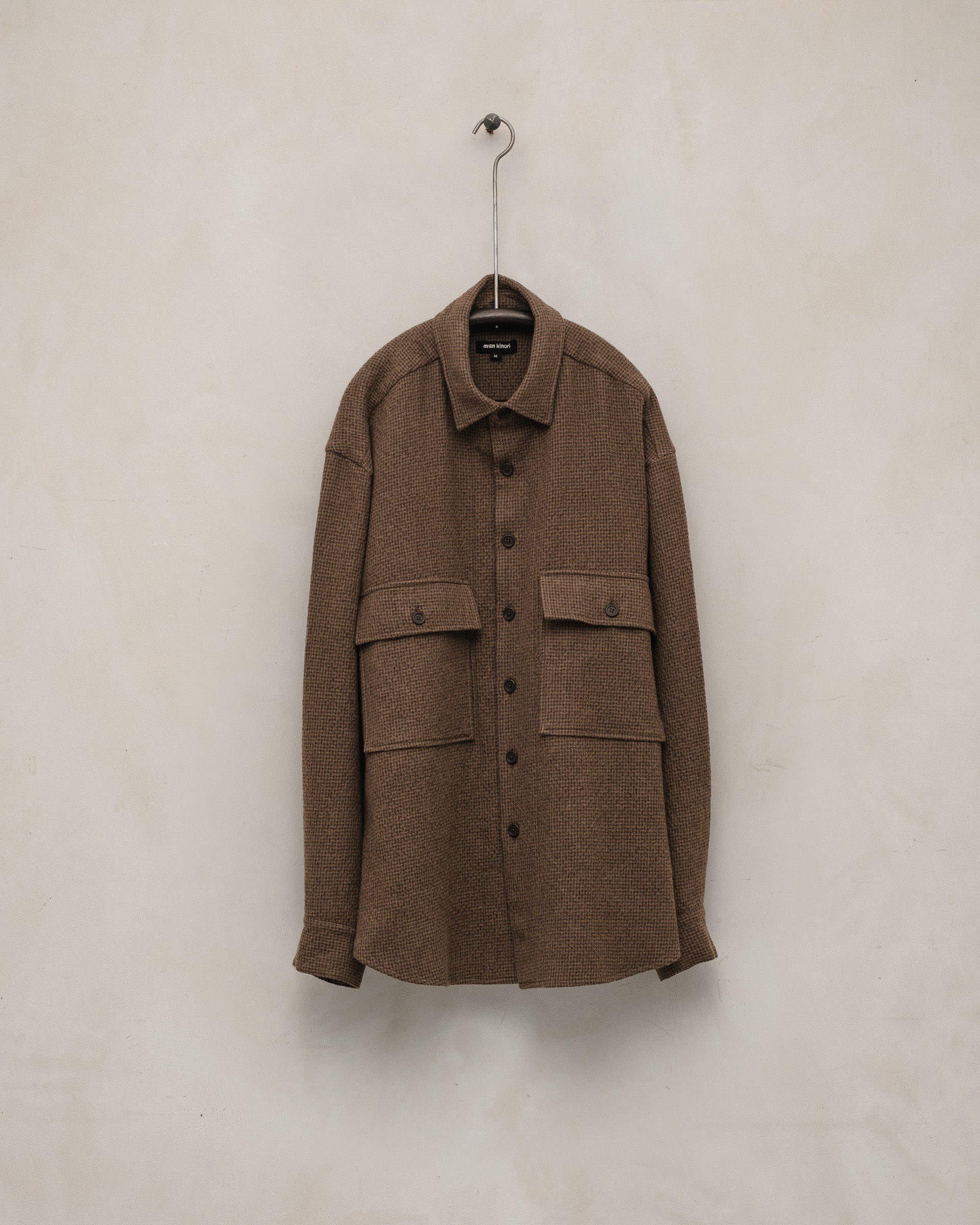 Big Shirt - Wool/Cotton Puppytooth, Brown – evan kinori