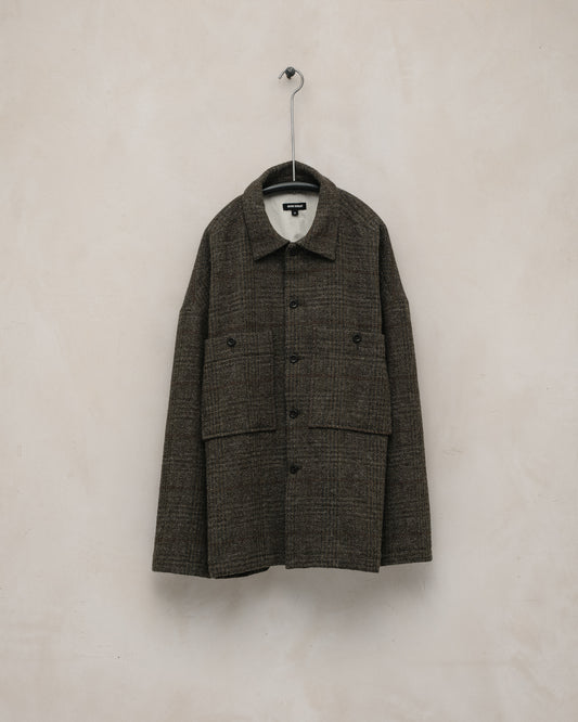 Field Shirt Two - Wool Herringbone Check, Dark Olive/Charcoal