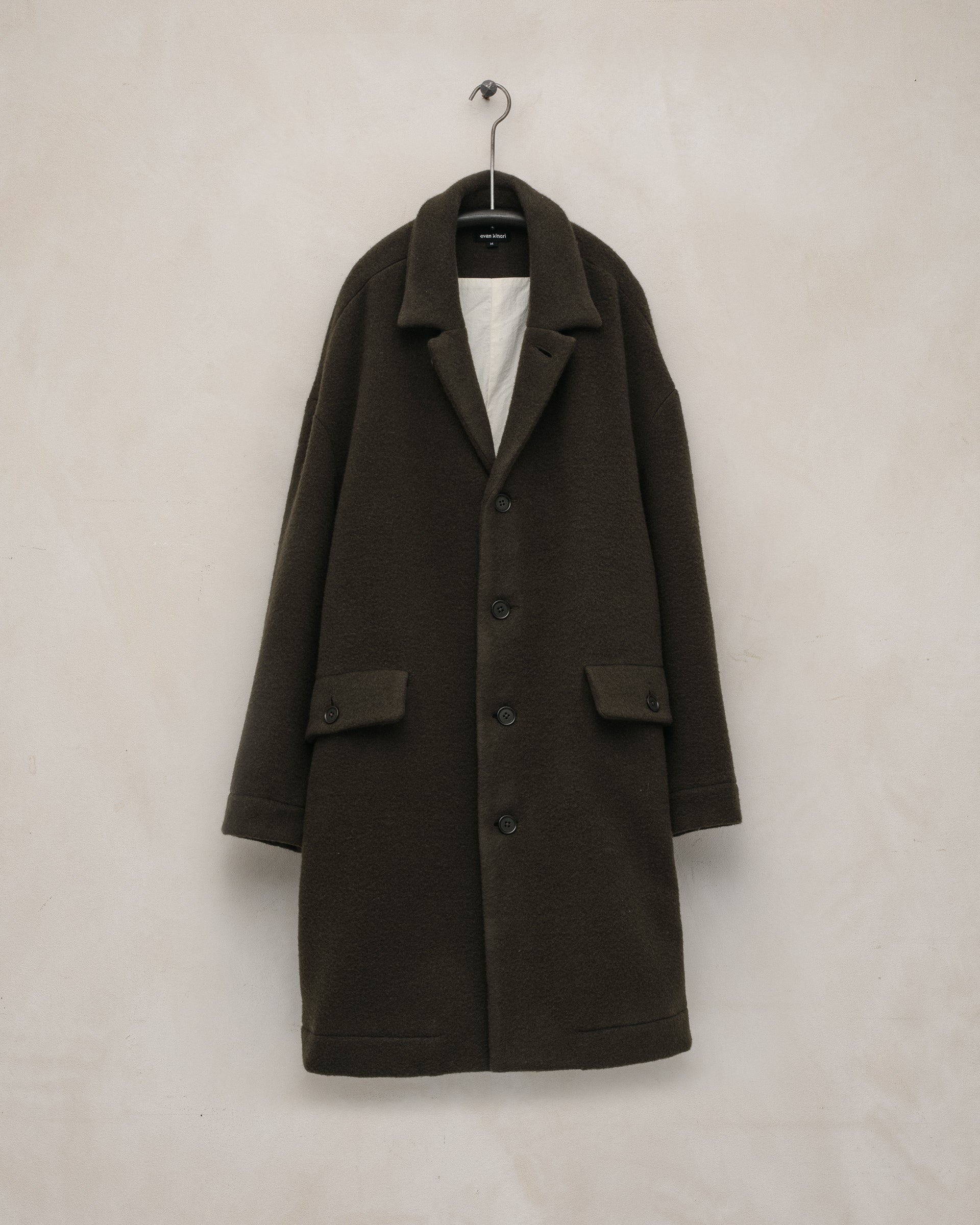 evan kinori ウールジャケット Mサイズ ダークオリーブ エバンキノリ Zip Jacket - Wool Herringbone Check, Dark Olive/Charcoal – evan kinori