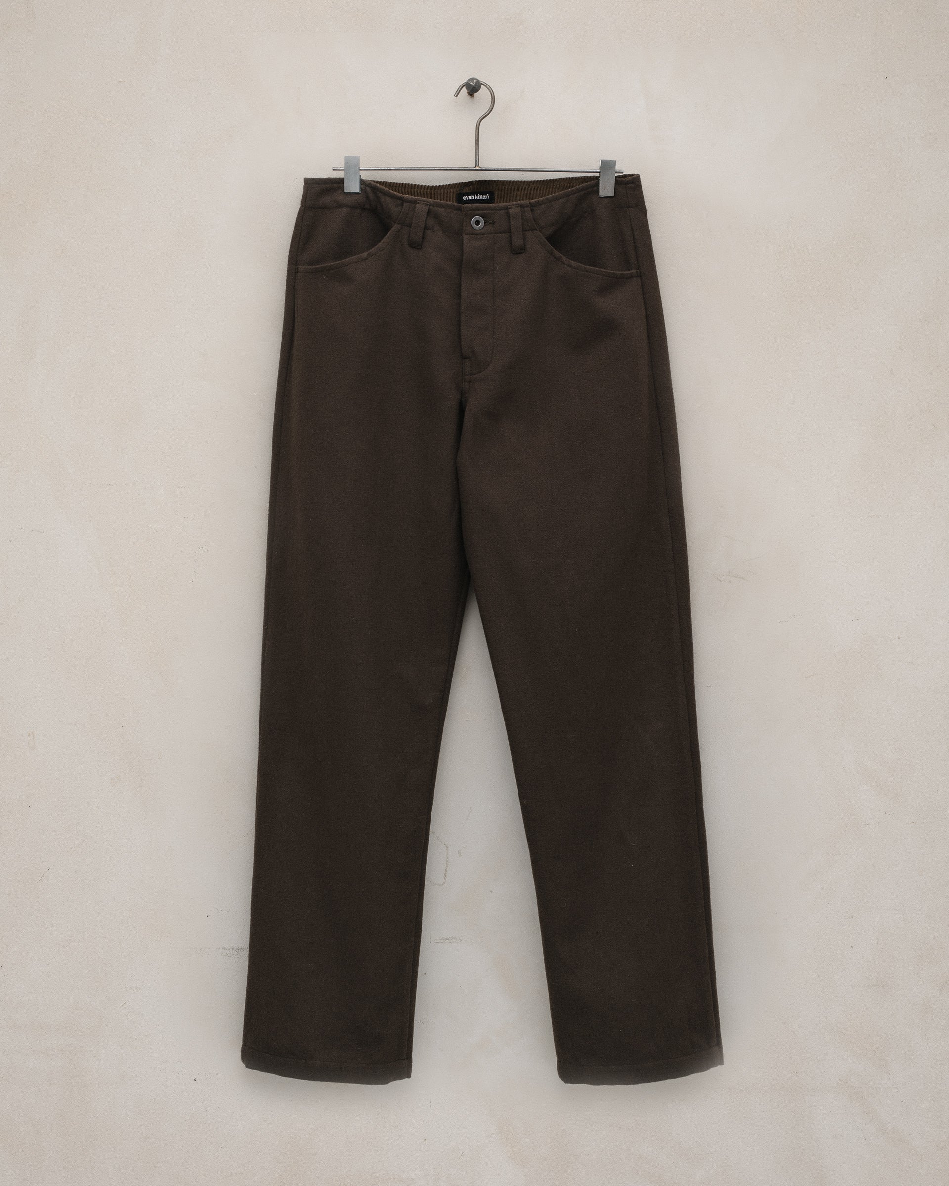 evan kinori/single pleat pant　Mサイズ Single Pleat Pant - Brushed Broken Twill, Dark Olive – evan kinori