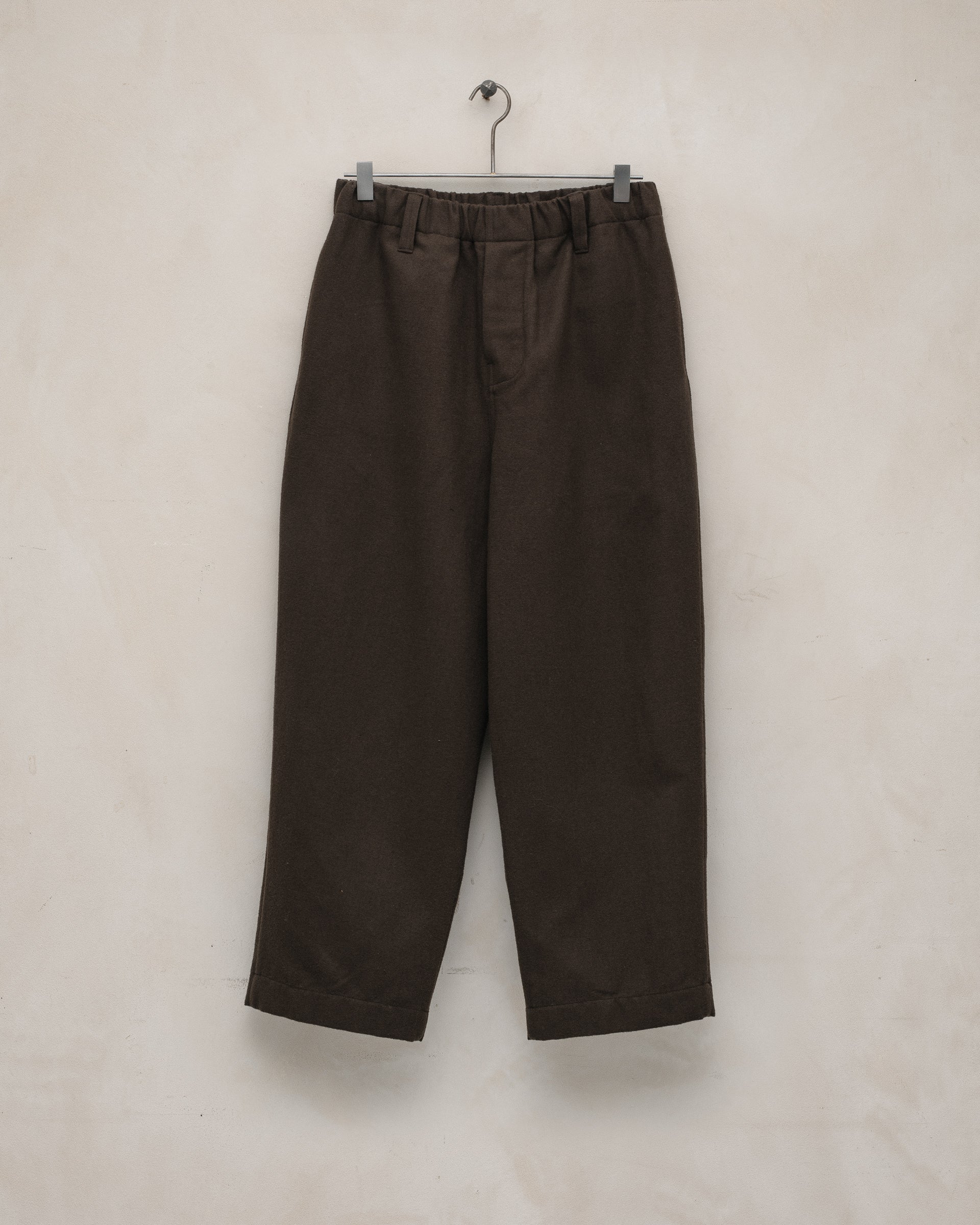 Two Pleat Pant - Brushed Broken Twill, Dark Olive – evan kinori