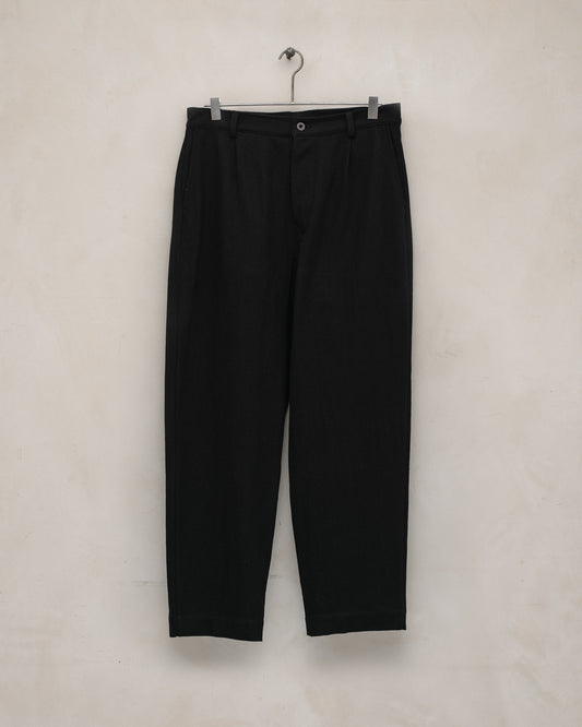 Single Pleat Pant - Cotton Kersey, Black
