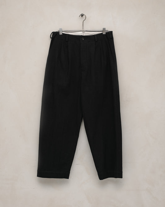 Two Pleat Pant - Cotton Kersey, Black