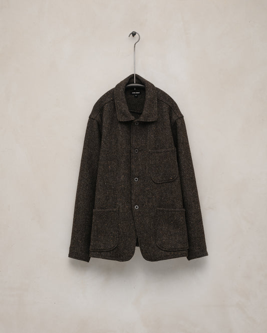 Three Pocket Jacket - Irish Wool Herringbone Tweed, Brown/Charcoal