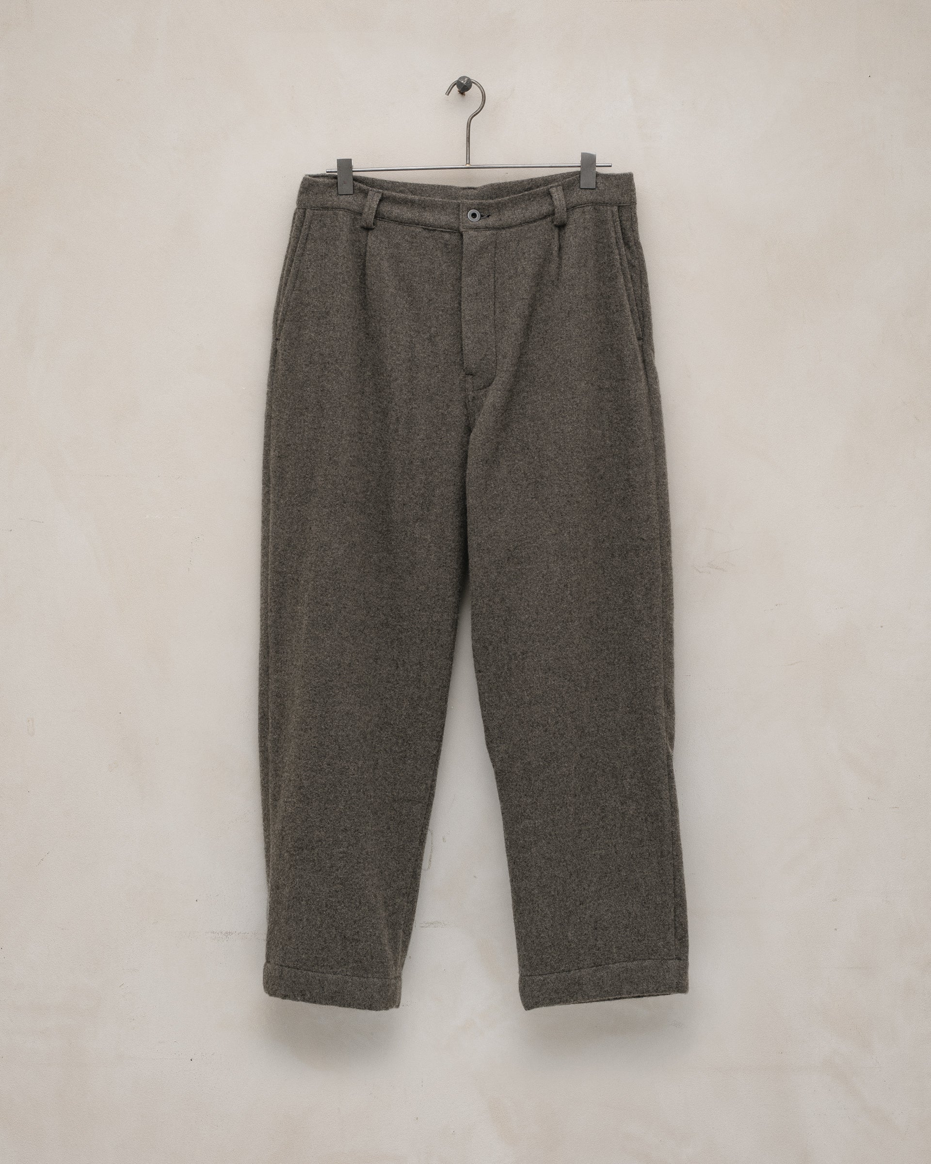 Single Pleat Pant - Brushed Cashmere/Wool Flannel, Mid-Grey – evan