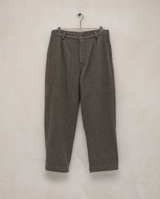 Single Pleat Pant - Brushed Cashmere/Wool Flannel, Mid-Grey