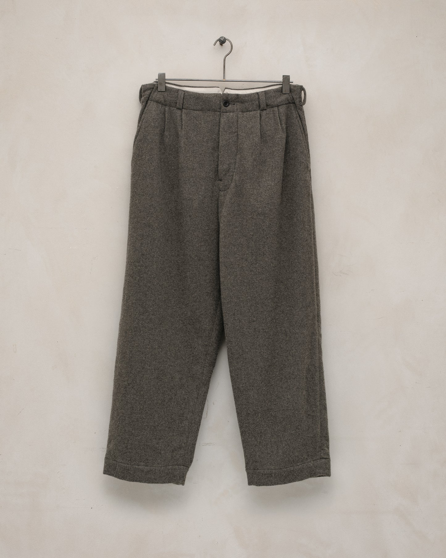 Two Pleat Pant - Brushed Cashmere/Wool Flannel, Mid-Grey