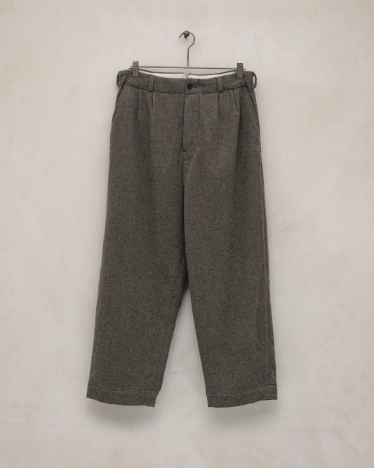 Two Pleat Pant - Brushed Cashmere/Wool Flannel, Mid-Grey