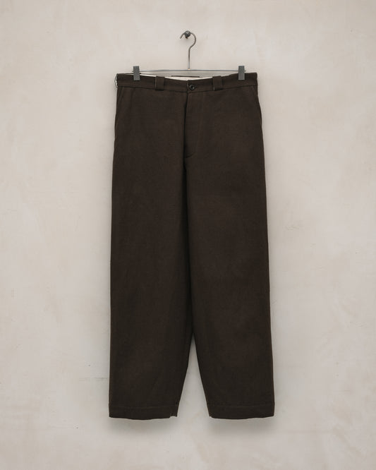 Flat Front Pant - Brushed Broken Twill, Dark Olive