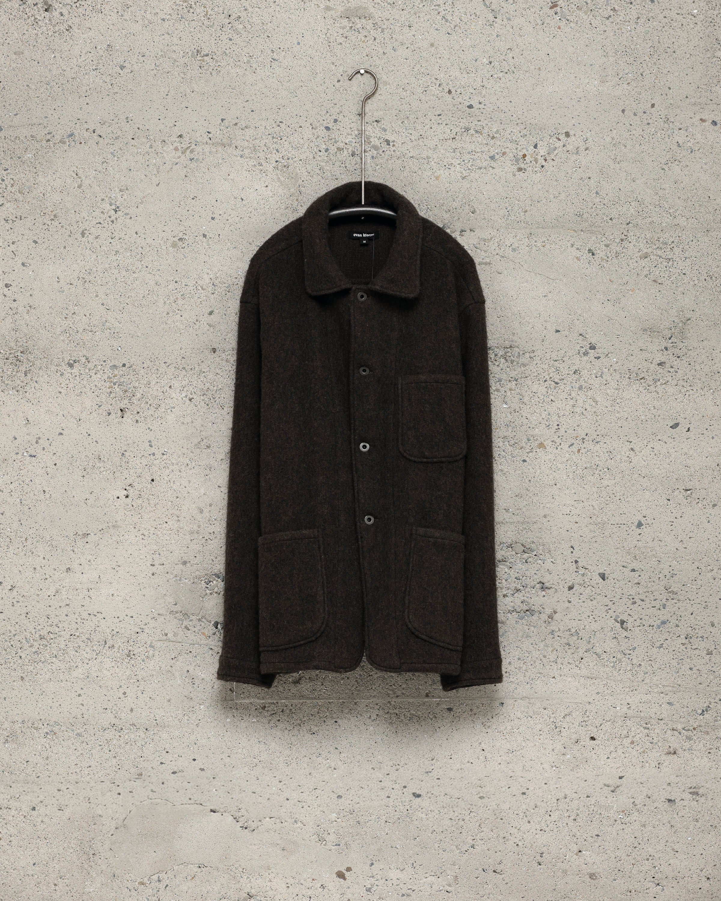 Three Pocket Jacket - Brushed Wool Coating, Dark Brown – evan kinori
