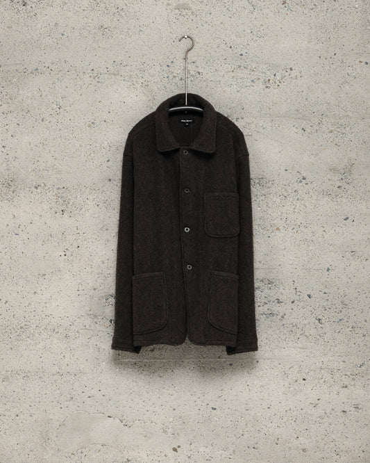 Three Pocket Jacket - Brushed Wool Coating, Dark Brown