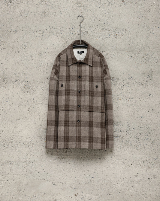 Field Shirt Two - Undyed Wool Check, Brown/Natural