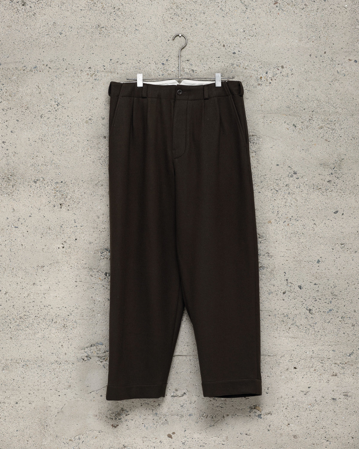 Two Pleat Pant - Heavy Wool Flannel, Dark Brown
