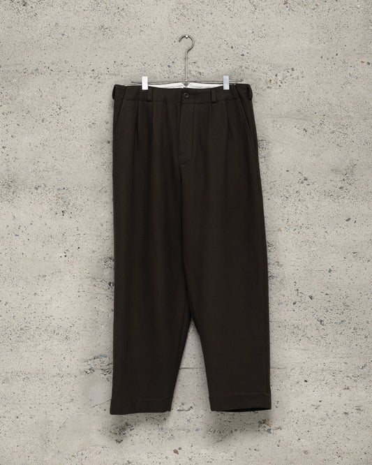 Two Pleat Pant - Heavy Wool Flannel, Dark Brown
