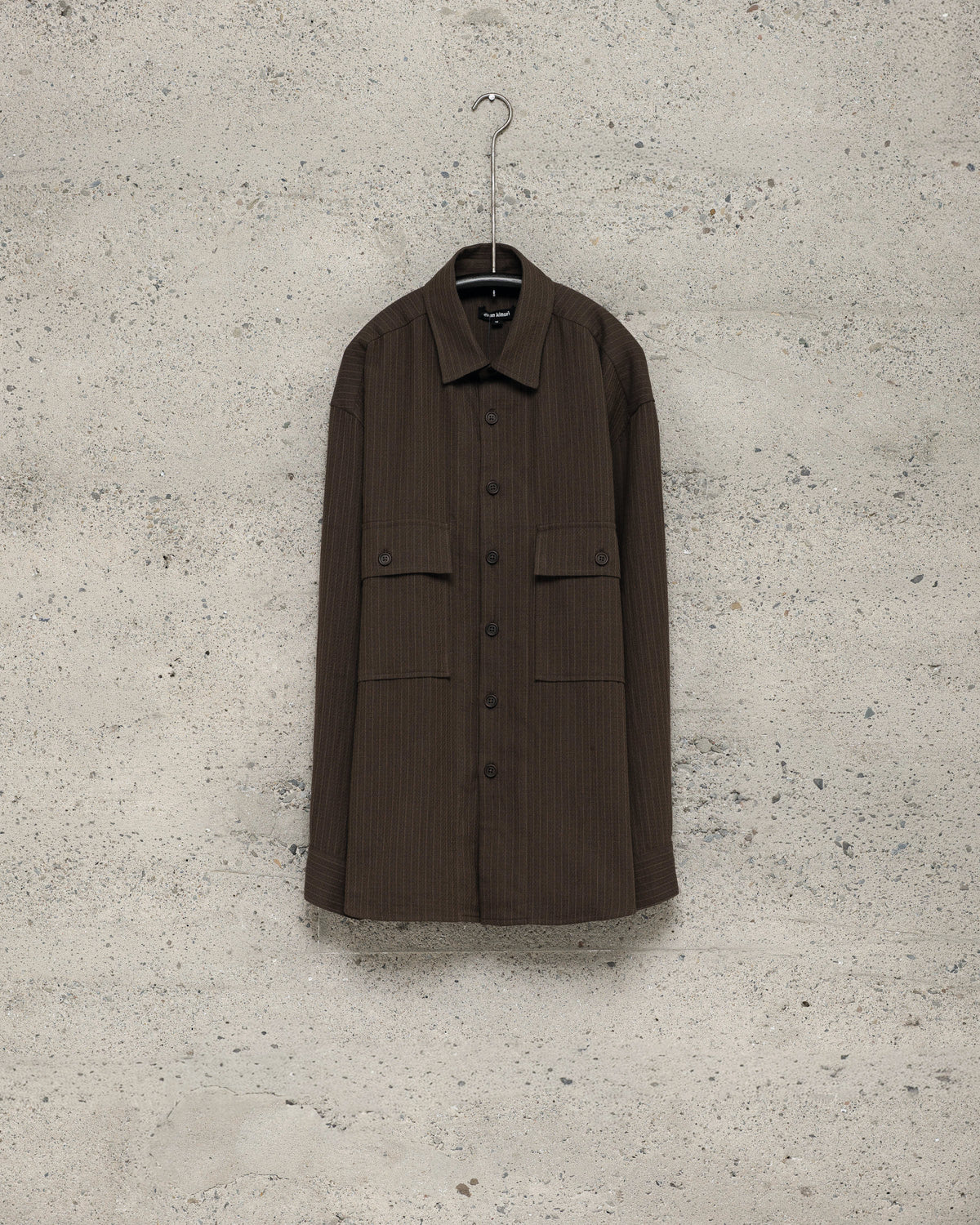 Big Shirt - Cotton Dobby Stripe, Dark Olive