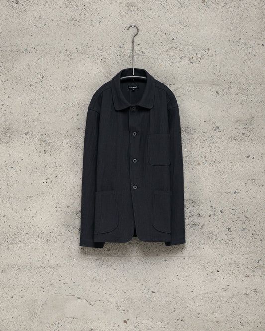 Three Pocket Jacket - Yarn Dyed Cotton Twill, Navy/Grey