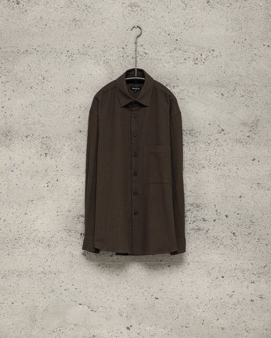 Big Shirt Two - Cotton Dobby Stripe, Dark Olive