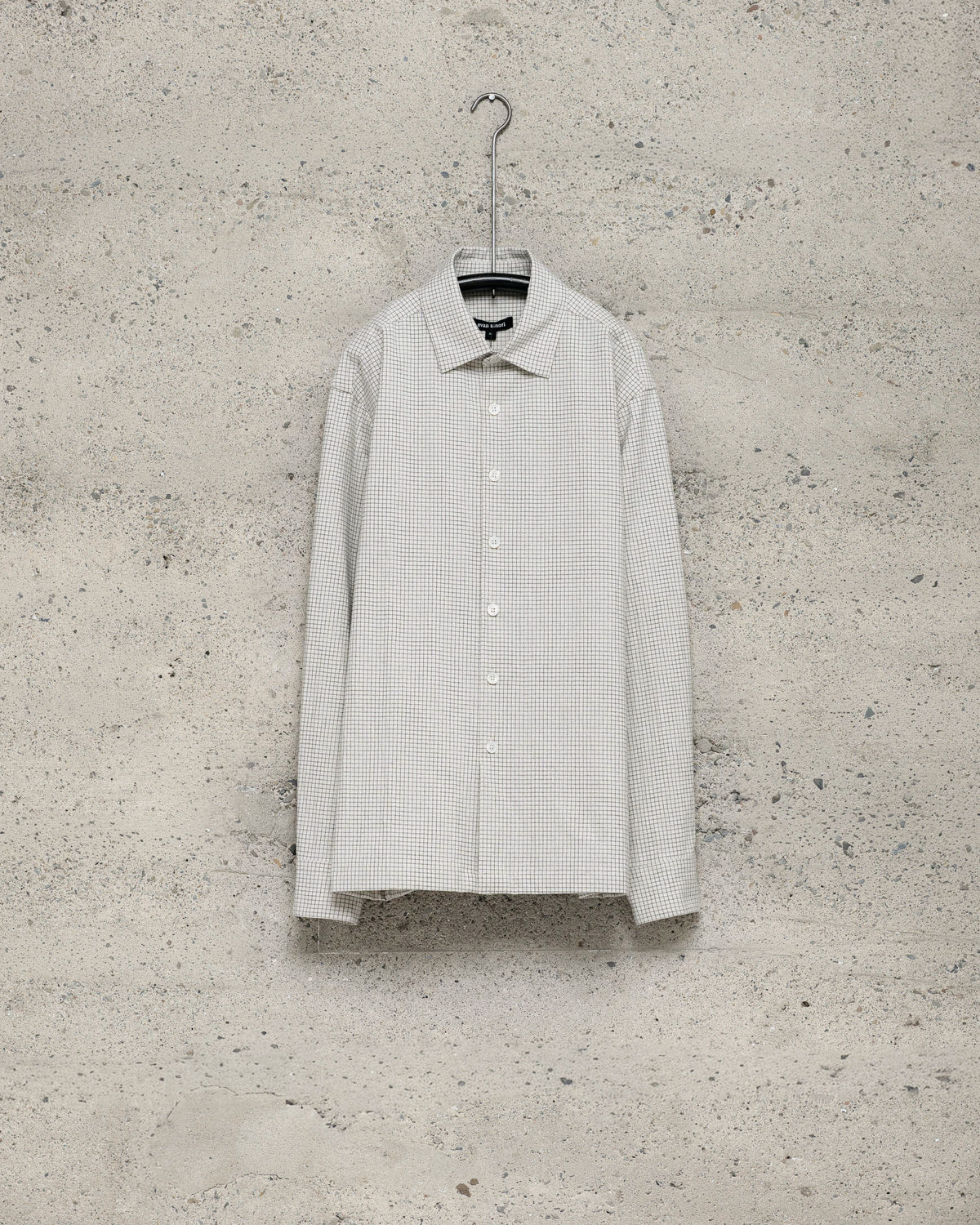 Flat Hem Shirt - Cotton Gridcloth, Natural/Black
