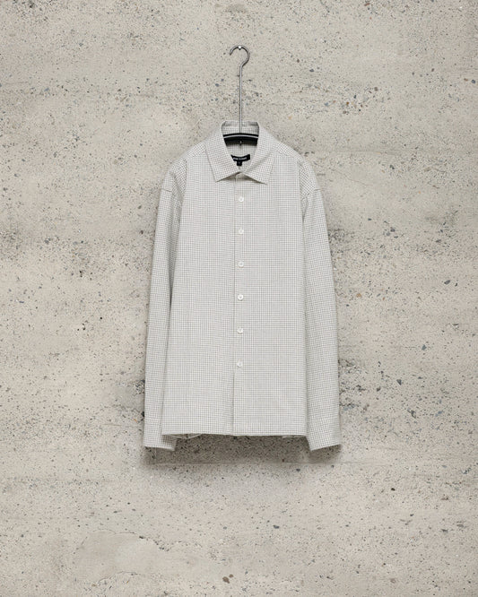 Flat Hem Shirt - Cotton Gridcloth, Natural/Black