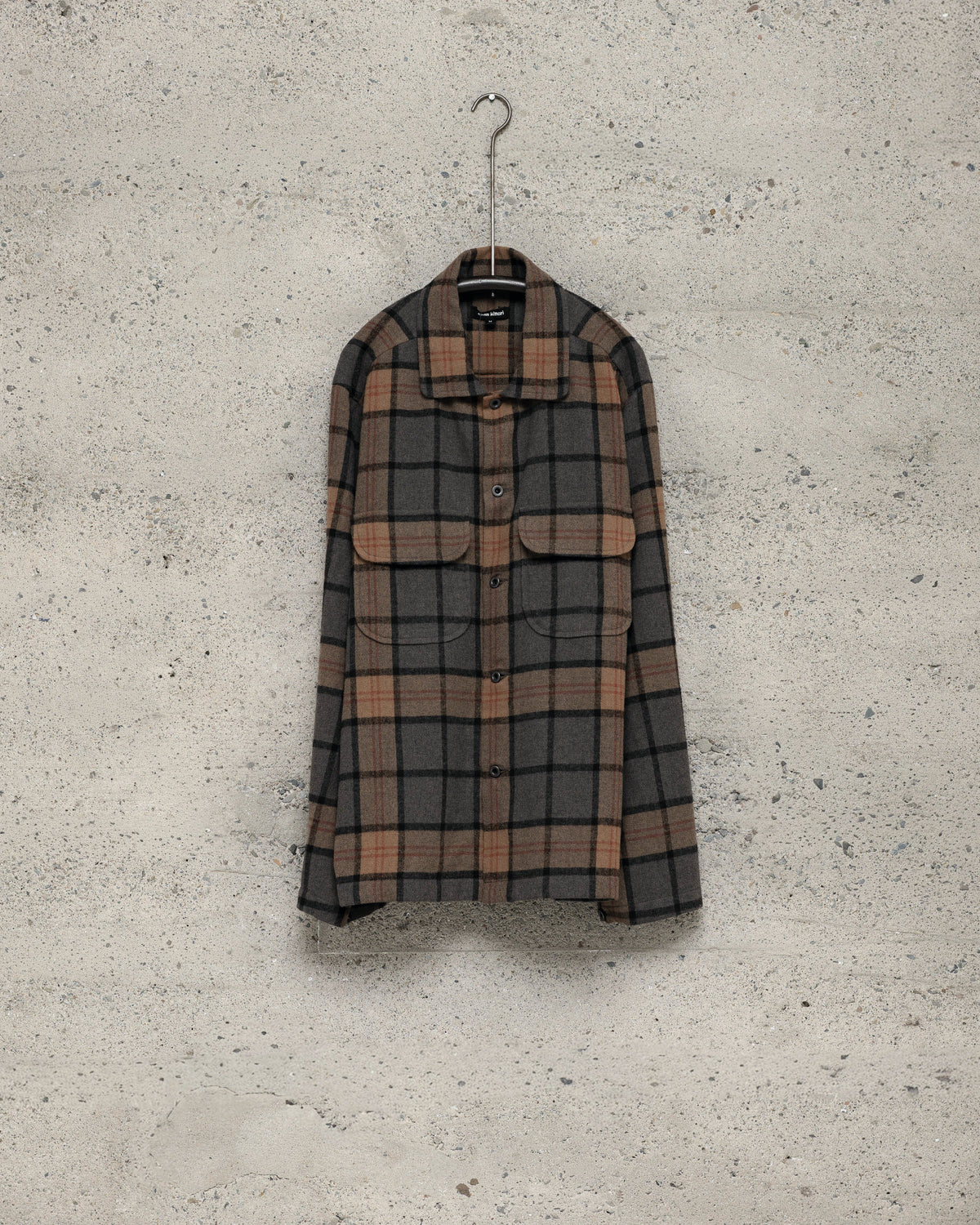 Field Shirt - Brushed Wool/Cashmere Check, Black/Grey/Beige