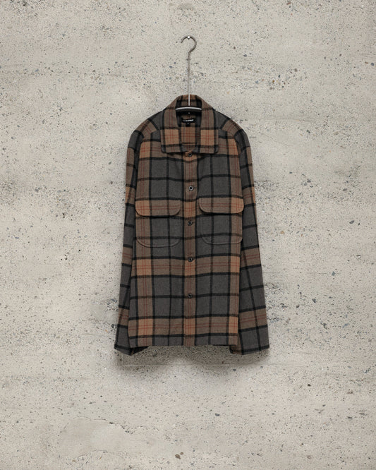 Field Shirt - Brushed Wool/Cashmere Check, Black/Grey/Beige