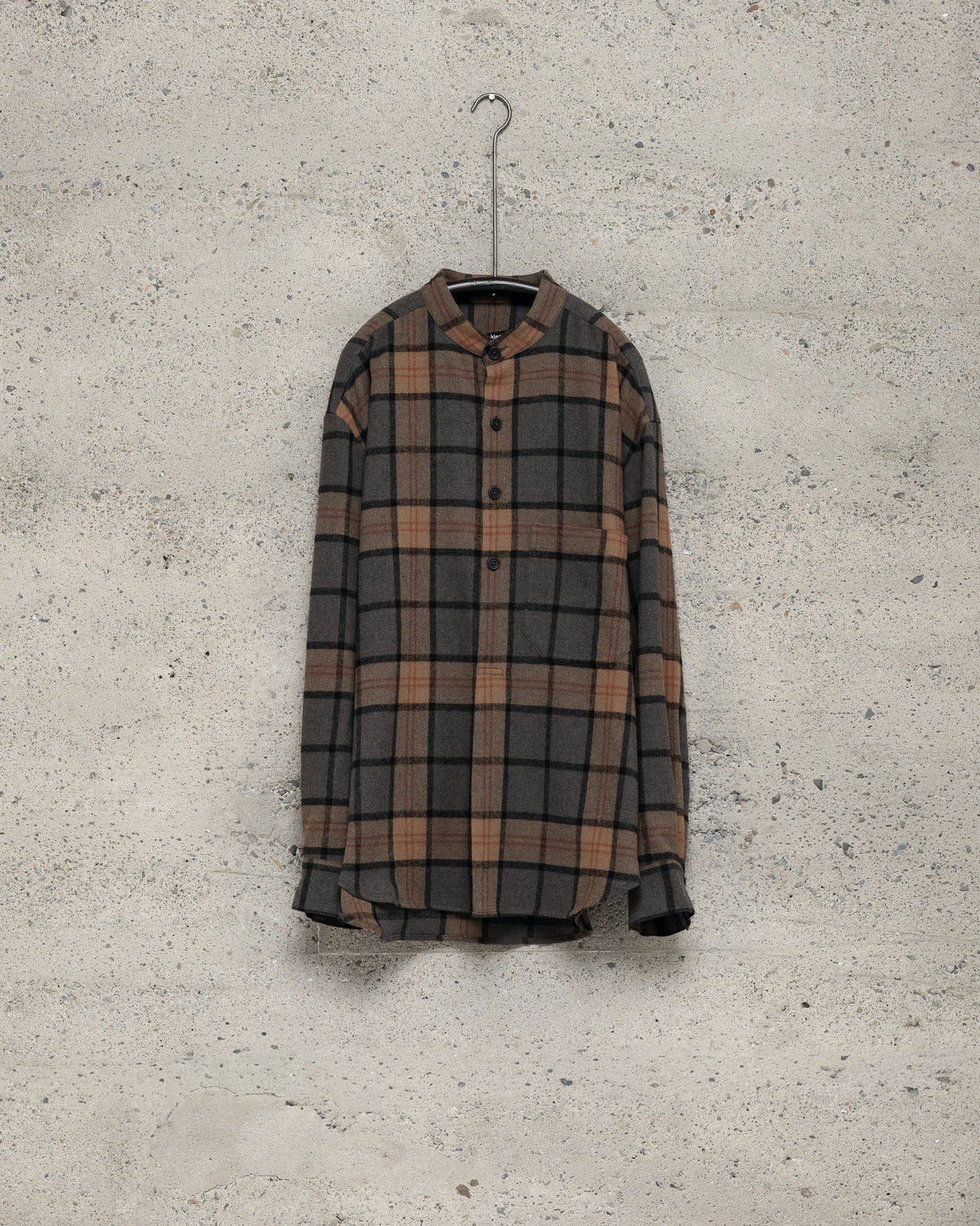 Popover Shirt - Brushed Wool/Cashmere Check, Black/Grey/Beige