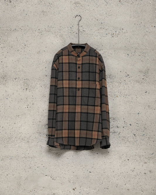 Popover Shirt - Brushed Wool/Cashmere Check, Black/Grey/Beige