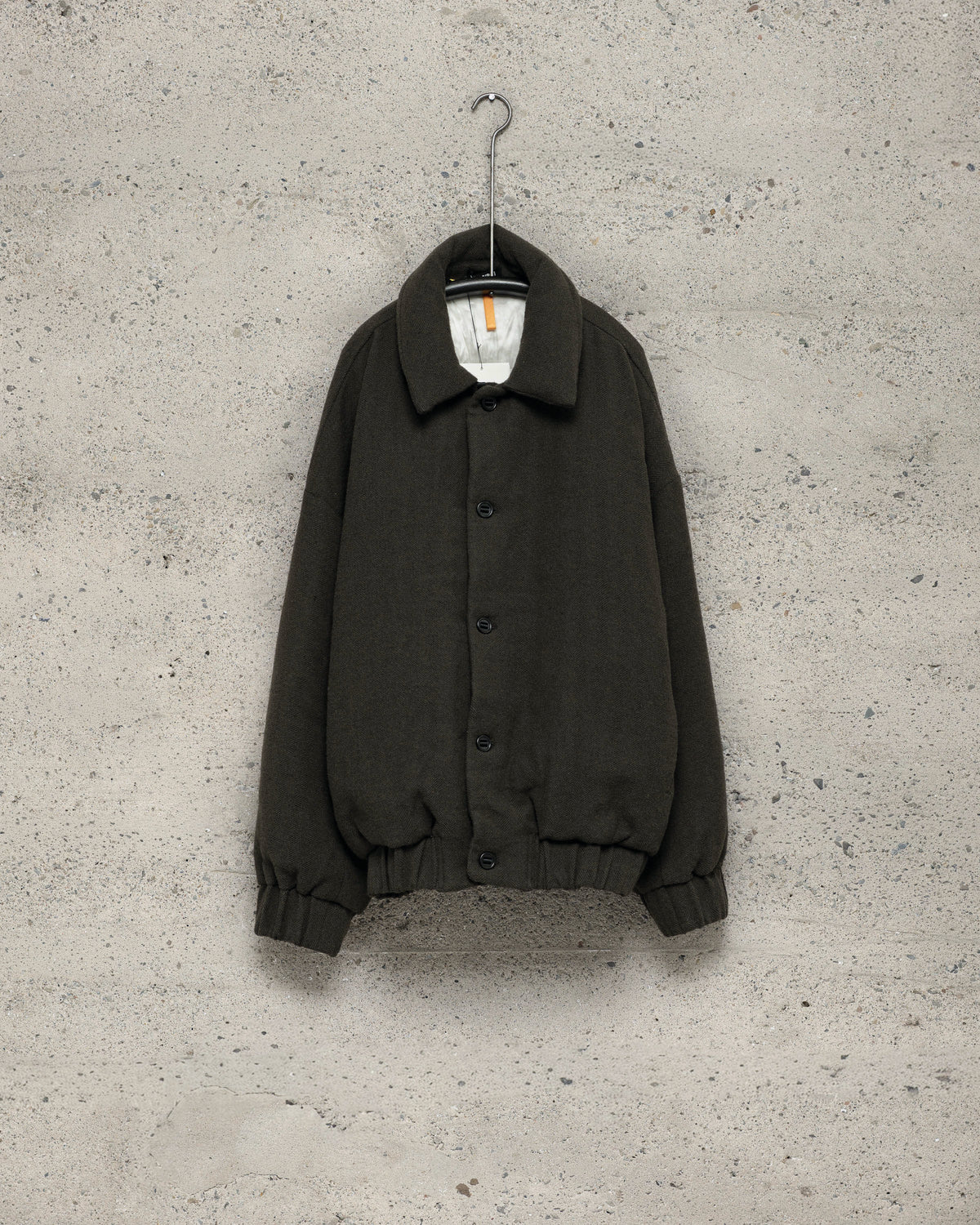 MAN-TLE Down Jacket - Heavy Wool/Linen Herringbone, Dark Olive